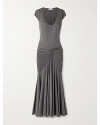 Alaïa - Sculpting Panel Wool Midi Dress - Lyst
