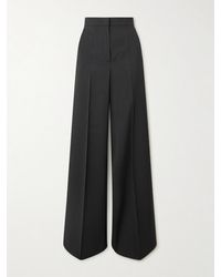 Max Mara - Fernet Hose Mit Weitem Bein Aus Woll-Canvas Mit Stickerei - Lyst