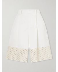 Marni - Broderie Anglaise-Trimmed Cotton-Gabardine Shorts - Lyst