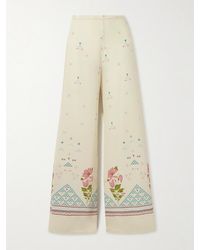 Emporio Sirenuse - Blair Printed Silk Wide-Leg Pants - Lyst