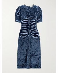 Sea - Cailyn Ruched Crushed-Velvet Midi Dress - Lyst