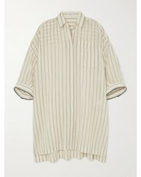 Brunello Cucinelli - Bead-Embellished Striped Cotton And Silk-Blend Voile Shirt - Lyst