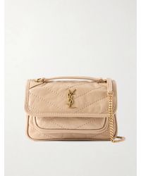 Saint Laurent - Niki Mini Cassandre-Embellished Crinkled-Leather Shoulder Bag - Lyst