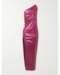 Rick Owens - One-Shoulder Coated Cotton-Blend Maxi Dress - Lyst
