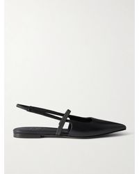 Brunello Cucinelli - Flache Slingback-Schuhe Aus Leder Mit Cut-Outs Und Verzierungen - Lyst
