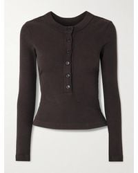 Citizens of Humanity - Varra Ribbed Stretch Organic Cotton And Lyocell-Blend Henley Top - Lyst