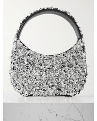 Clio Peppiatt - Midas Verzierte Schultertasche Aus Baumwoll-Twill Mit Kunstlederbesätzen - Lyst