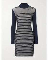 Jean Paul Gaultier - Layered Striped Ribbed-Knit And Tulle Mini Dress - Lyst