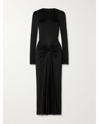 Victoria Beckham - Gathered Satin-Jersey Midi Dress - Lyst