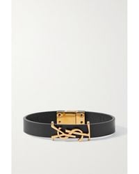 Saint Laurent - Opyum Lederarmband Mit Goldfarbenen Details - Lyst