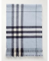 Burberry - Fringed Checked Cashmere Scarf - Lyst