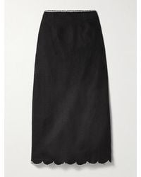 Zimmermann - Crush Crystal-Embellished Scalloped Linen Midi Skirt - Lyst