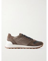 Brunello Cucinelli - Monilli Runner Bead-Embellished Shell And Suede Sneakers - Lyst