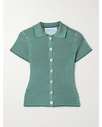 Calle Del Mar - Striped Ribbed-Knit Polo Shirt - Lyst