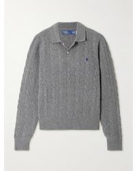 Polo Ralph Lauren - Cable-Knit Wool And Cashmere-Blend Polo Sweater - Lyst
