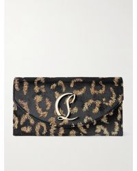 Christian Louboutin - Loubi54 Clutch Aus Metallic-Samt Mit Jacquard-Muster Und Verzierung - Lyst