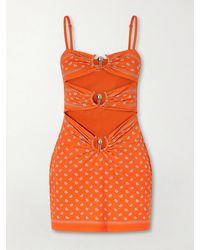 Christopher Esber - Orbit Embellished Ruched Cutout Printed Stretch-Jersey Mini Dress - Lyst