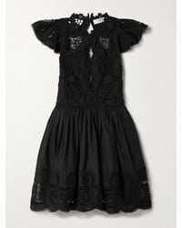 Sea - Drea Scalloped Broderie Anglaise-Trimmed Cotton-Poplin Mini Dress - Lyst