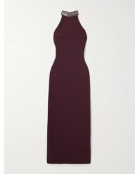 Brunello Cucinelli - Bead-Embellished Crepe Halterneck Maxi Dress - Lyst