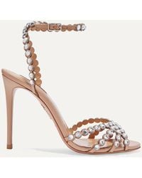 Aquazzura - Tequila 105 Crystal-Embellished Leather Sandals - Lyst