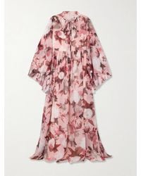 Erdem - Cape-Effect Floral-Print Silk-Voile Gown - Lyst