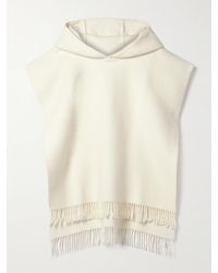Brunello Cucinelli - Hooded Fringed Wool And Cashmere-Blend Felt Poncho - Lyst