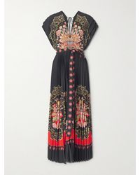 La DoubleJ - Robe Longue En Crêpe De Chine Imprimé À Plis Et À Ceinture - Lyst