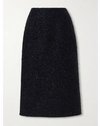 Simone Rocha - Shearling-Trimmed Metallic-Tweed Midi Skirt - Lyst