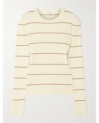 FRAME - Striped Ribbed Jersey T-Shirt - Lyst