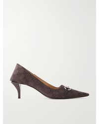 Gucci - Vittoria Horsebit-Embellished Canvas-Jacquard Pumps - Lyst
