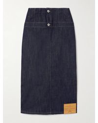 Jean Paul Gaultier - Paneled Topstitched Denim Midi Skirt - Lyst