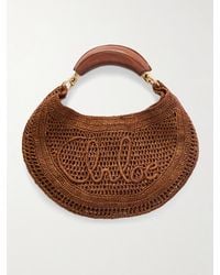 Chloé - Summer Banana Tote Aus Raffiabast Mit Lederbesätzen Und Stickerei - Lyst