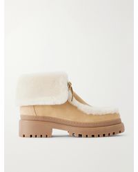 Yves Salomon - Brushed Shearling-Trimmed Suede Ankle Boots - Lyst