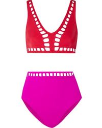 OYE Swimwear Ela Zweifarbiger Bikini Mit Cut-outs - Rot