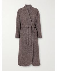 Brunello Cucinelli - Belted Wool And Cashmere-Blend Bouclé Coat - Lyst