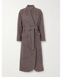 Brunello Cucinelli - Belted Wool And Cashmere-Blend Bouclé Coat - Lyst