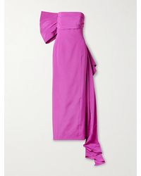 Oscar de la Renta - Bow-Embellished Strapless Cotton-Blend Faille Gown - Lyst