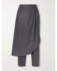 Maria McManus - Layered Wrap-Effect Wool-Blend Flannel Straight-Leg Pants - Lyst