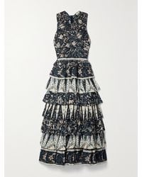 Ulla Johnson - Ariah Midikleid Aus Voile Aus Einer Baumwollmischung Mit Print Und Stufen - Lyst