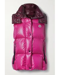 Moncler Luzule Two-tone Hooded Quilted Shell Down Vest - Pink