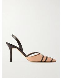 Manolo Blahnik - Sarto 90 Two-Tone Leather Slingback Pumps - Lyst
