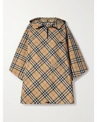 Burberry - Kariertes Cape Aus Twill Mit Applikationen Und Kapuze - Lyst