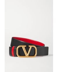 Valentino Valentino Garavani Garavani Vlogo Reversible Leather Belt - Red