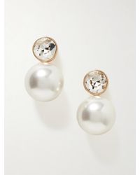 Carolina Herrera - Tone, Faux Pearl And Crystal Earrings - Lyst