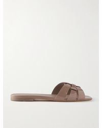 Saint Laurent - Tribute Woven Patent-Leather Slides - Lyst