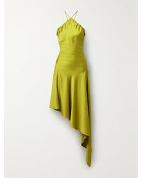 The Attico - Asymmetrisches Neckholder-Midikleid Aus Satin Mit Federn - Lyst