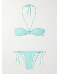 Lisa Marie Fernandez - Gathered Seersucker Halterneck Bikini - Lyst