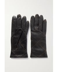 Agnelle Handschuhe Aus Leder Mit Kaschmirfutter Und Stickereien - Schwarz
