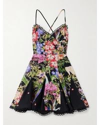 Charo Ruiz - Mini-Robe En Voile De Coton Mélangé À Imprimé Fleuri Et À Lacets Marlene - Lyst