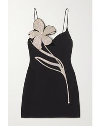 David Koma Crystal-embellished Appliquéd Cady Mini Dress - Black